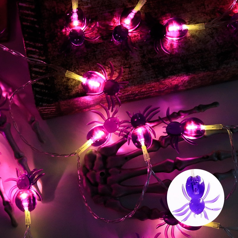 1.5 متر هالوين Led أضواء على شكل جمجمة سلسلة الخفافيش علامة مميزة شبح اليقطين الحلي شجرة هالوين الديكور للمنزل ديكور حفلات ذاتي الصنع