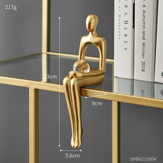 Figurer til interiør moderne boligdekoration Abstrakt skulptur Luksus Stue Dekor Desk tilbehør Gylden figurstatue