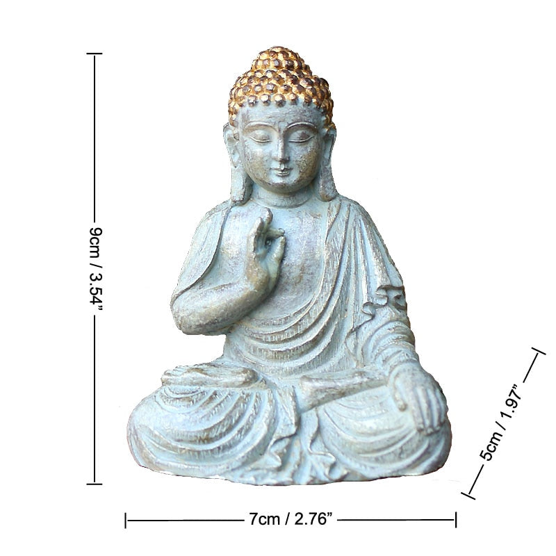 Fanbmlty تمثال بوذا الصغير تمثال راتنج حديقة الديكور ديكور المنزل