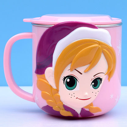 Disney Cups Frozen Elsa Anna Princess Cartoon mléko Cup hrnky 3d Mickey Minnie z nerezové oceli, dětské děti dívky hrnek na kávu