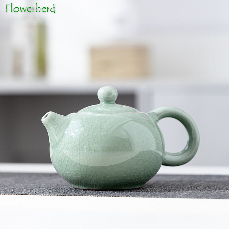 Creative Gifts Kung Fu Tea Set A Set of Brief Modern Ice Ceramic Teapot Tea Bowl Cup Gift Box Tea Pot and Cup Set Chinese