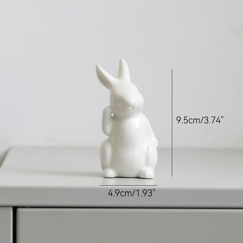 かわいい陶器のウサギの字木カワイイヘアバニーガーデンハウス動物装飾イースターホームルームデコレーションハンドペインティング胚