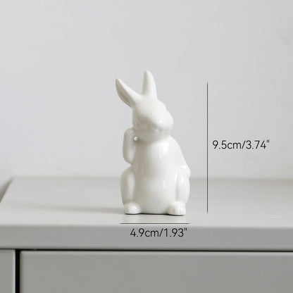 Roztomilé keramiky králíka figurky Kawaii Hare Bunny Garden House Animal Ozdoby Velikonoční domovská místnost Dekorace ruky malování embrya