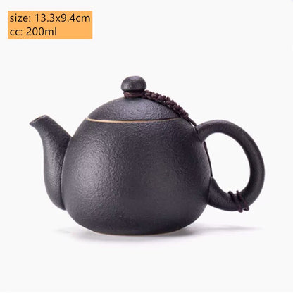 Yaratıcı Kaba Çömlek Çamar Teapot Teap Infuser Antika Siyah Porselen Puer'EH Çay Pot Japon Çay Seti El Yapımı Seramik TeAware