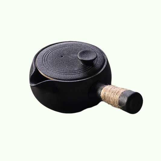 black crockery ceramic kyusu teapot - tea pot drinkware 500ml