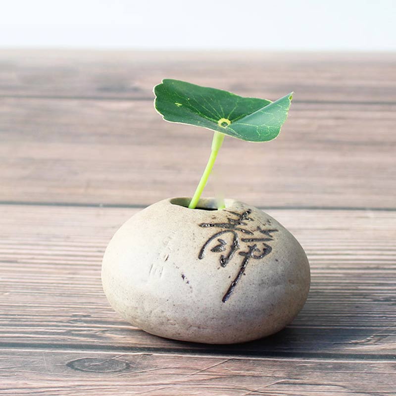 Forma de piedra Small Vase Home DesktopCreative Stonnware Ceramic Stoneware Zen Papas de planta hidropónica Pequeños insertos de flores frescas