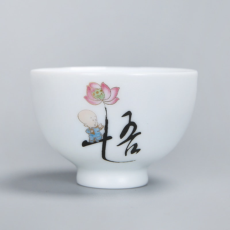 1 kpl teekupit Pu er Tea Tools Kungfu Tea Cup -lahjajuoma Tea -työkalu keraaminen valkoinen jade -posliini