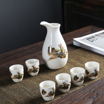 Japanse stijl wijnset Japanse stijl sake cup keramische kruik wijndispenser Dispenser kleine wijnbeker kleine wijnglas een mondvol