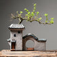 Maison Antique chinoise, bâtiment rétro, Pot de fleur en céramique, décoration de jardin, Figurines bonsaï Miniatures, ornements de maison, livraison gratuite 