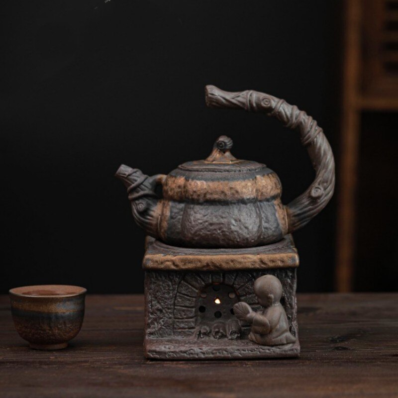 Jepang buatan tangan stoneware teh teh pot emas labu angkat balok pot lilin teh hangat set infuser teh teh dapur makan