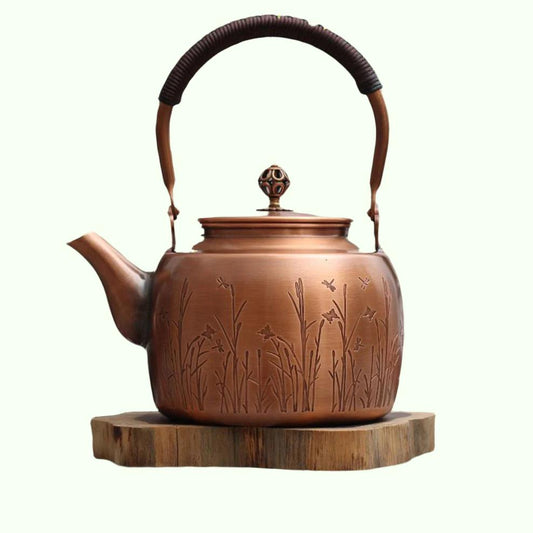 1,7 l roter Kupferkessel, reine handgemachte Kupfer-Teekanne, Kung-Fu-Teekessel, große Kapazität, Wasserkocher zum Kochen, antikes Küchengeschirr