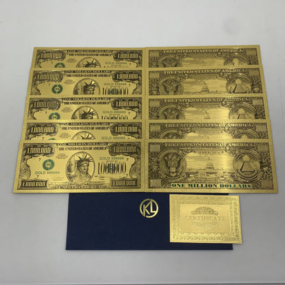 10 stk/parti USA 100 dollar guldfoleret platsic pengesed