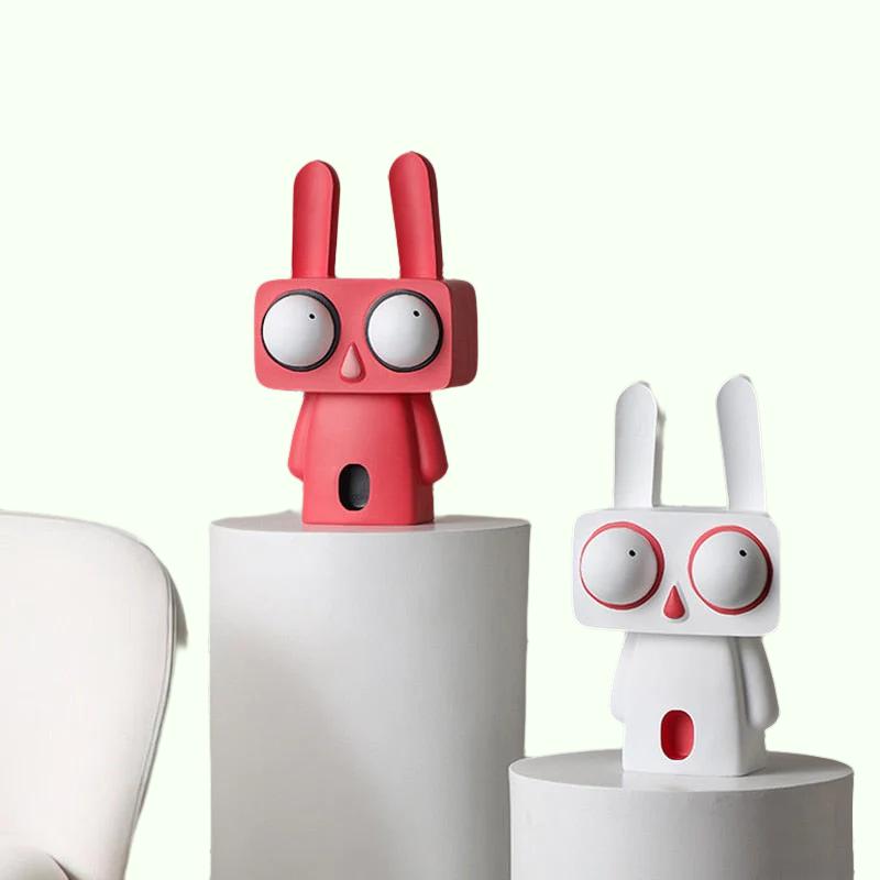 クリエイティブウサギ彫像樹脂抽象漫画の図形デスクトップ動物工芸装飾品ホームリビングルームポーチ装飾ギフト