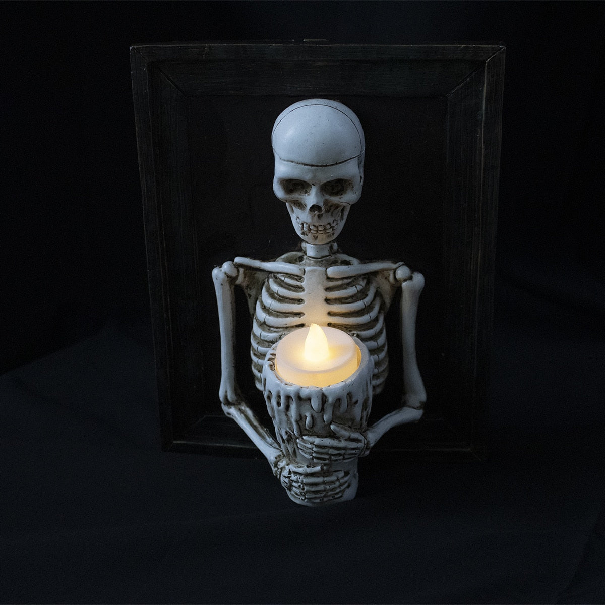 Halloween skelett fotoram hem dekoration skelett ljusstake hållare harts vägghängare skrivbord hänge vardagsrum dekor