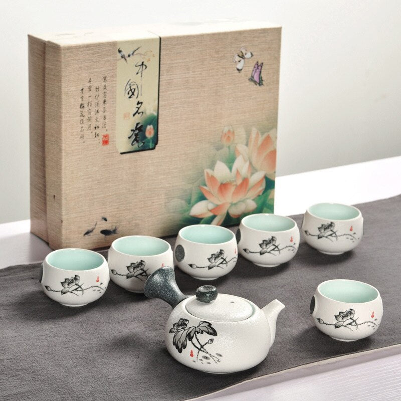 Kiinalainen Kung Fu Tea Set Valkoinen keraaminen kannettava teekannu posliini teaset gaiwan teekuppi teetäseremoniaa teekastia