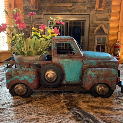 ديكور المنزل شاحنة الرجعية أواني الزهور الصغيرة نبات اصطناعي عصاري الراتنج زهرة وعاء مكتب عمل زخرفة غرفة ديكور الحرفية