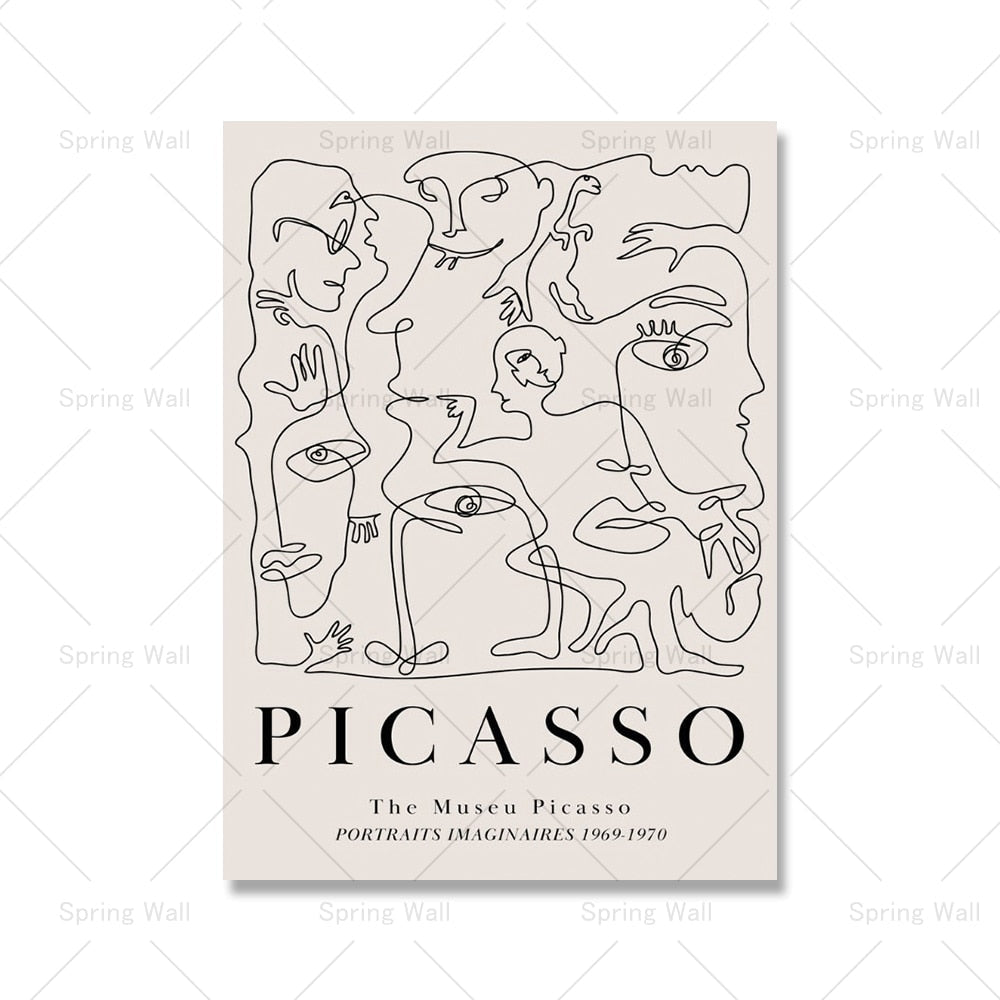 Beige matisse -juliste alaston Picasso tyttö abstrakti linja taide painatus korallilehden kangas maalaus boho seinäkuva olohuoneen sisustus