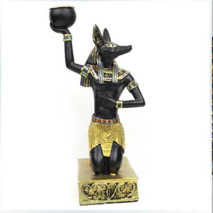 Hartsfigurer Ljushållare Retro Ancient Egyptian Goddess Sphinx Anubis formar ljusstake hantverk hem dekorativa ornament