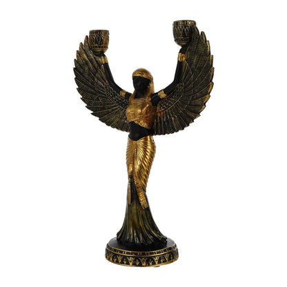 Ägyptische Halter Statue Göttin Isis Figur Skulptur Kerzenhalter Harz Dekor Metall Home Winged Theme Säule Antike 