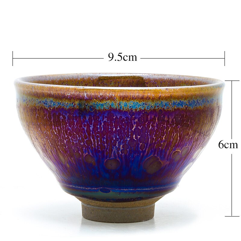 Jianzhan Tenmoku Tea Cups Chwalebna zmiana koloru przez słynną Potter Zilong Liu Wystrzelony w piecu ceramiczne herbatę pudełko na pudełko na oprogramowanie