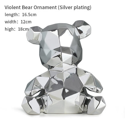 Electroplating Bear Statue Gift for Child Teddy Bear Sculpture Animal Ornament living Room Home Decoration Dog Figurine