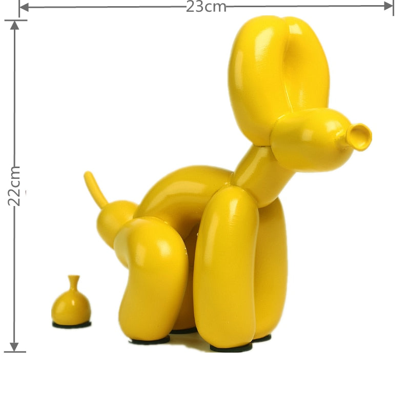 Ballon-Hund Doggy Poo-Statue, Kunstharz, Tierskulptur, Heimdekoration, Kunstharz, Kunsthandwerk, Bürodekoration, stehend, Schwarzgold 