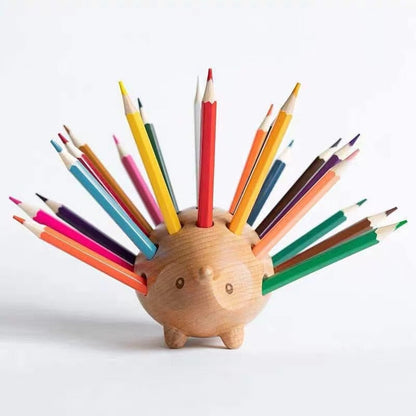 Fashion creative decor Office appliances Pen holder Solid wood hedgehog home souvenir gift for friends