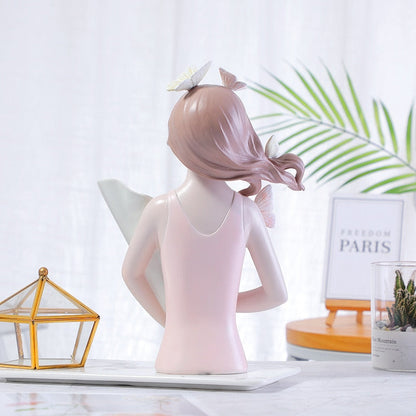 Nordic Butterfly Girl Vas Resin Crafts Creative Home Decoration Desktop Soft Dekorasi Cahaya Mewah Bunga Dekorasi Bunga
