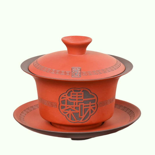 Hochwertiges Gaiwan-Teeset aus lila Ton, handgefertigt, tragbarer Teebereiter, chinesische Tradition, Teeschale, Teegeschirr, Teetasse und Untertasse
