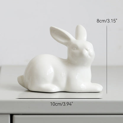 Keramik lucu patung kelinci kawaii kelinci kelinci kebun ornamen hewan paskah kamar dekorasi ruang tangan lukisan tangan embrio