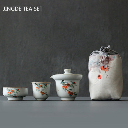 Kannettava keramiikka TEA -astia ja kuppisarja kiinalainen teefuser -räätälöityjen teeseremoniatarvikkeet Tee Tea Aseta kaksi kuppia
