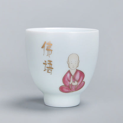 1pcs Çay Bardak Pu Ee Çay Araçları Kungfu Çay Kupası Hediye İçecek Çay Araç Seramik Beyaz Yeşim Porselen