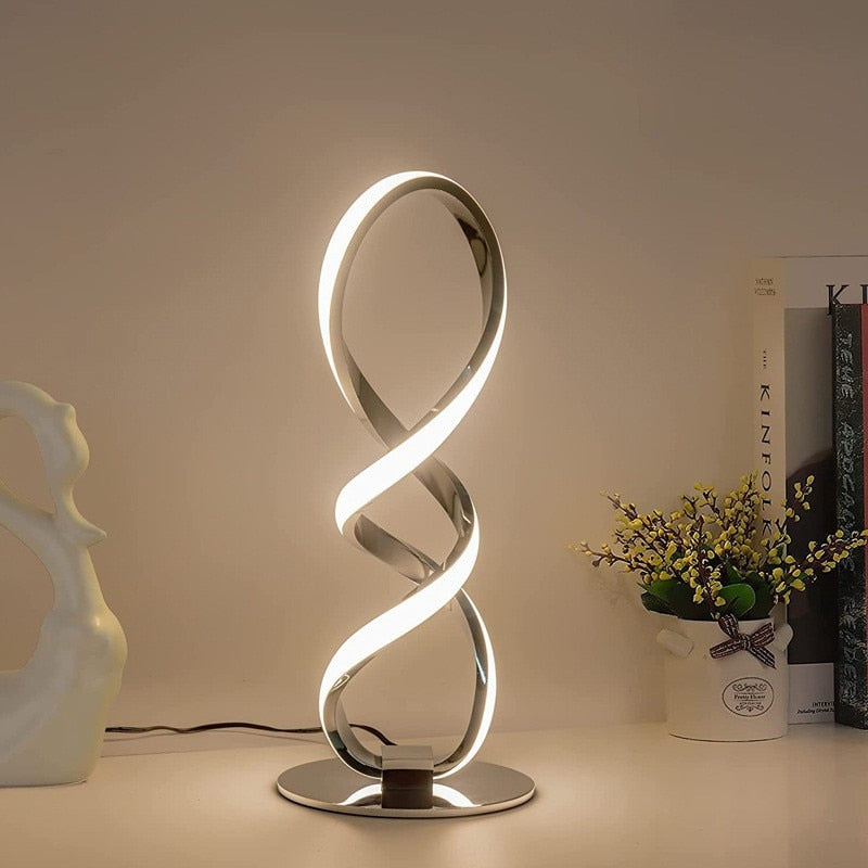 Modern Silver LED -bordslampa lyx justerbar ljusstyrka sovrum ljus studie hem dekoration skrivbord lätt säng nattljus