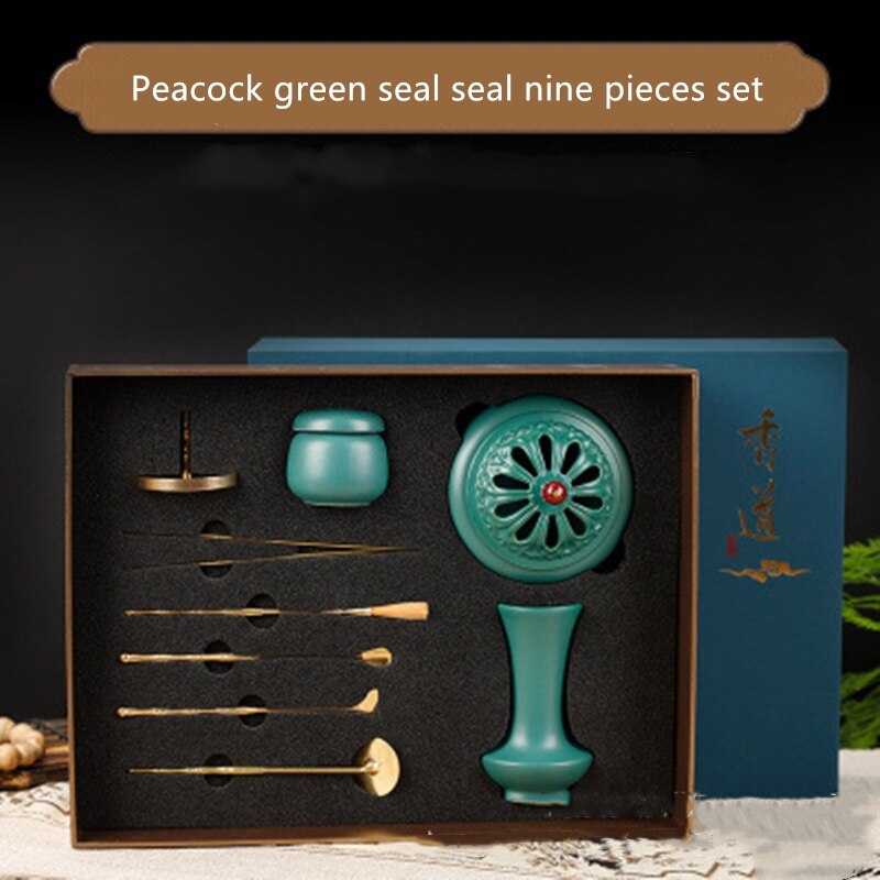 9/13 Pieces of Peacock Green Incense Seal Gift Box DIY Home Printing Incense Seal Tuo Xiang Ash Pressed Powder Incense Supplies