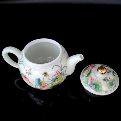 Chinesische Jingdezhen Vintage Porzellan Zubehör Infuser Teekanne Samovar mit Sieb Zeremonie für Te Guan Yin Oolong Grüner Tee 