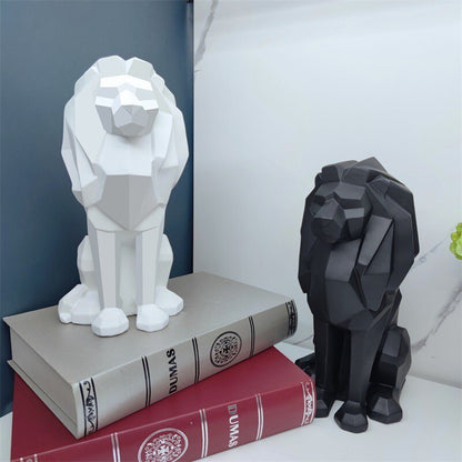 Kreatif Geometric Lion Resin Craft Patung Rumah Masuk Hotel Ruang Tamu Ruang Bilik Tidur Keperibadian Keperibadian