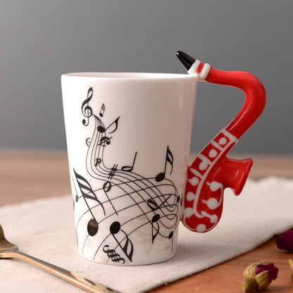 Novelty Music Note Cup Ceramic Guitar Coffee Mugs Personality Tea/Milk/Juice/Lemon Water Bottle Christmas Birthday Gift