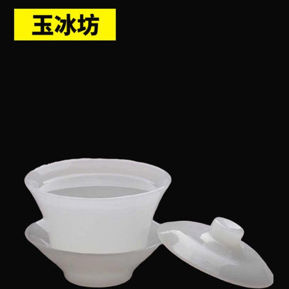 Jade Tea Tureen Teacup for Making Tea Heat-resistant Tea Set Chinese Kung Fu Gaiwan Tea Maker Lid Bowl with Saucer Tea Brew