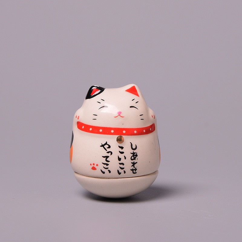 Cerâmica Maneki Neko Decoração de casa desenho japonês Lucky Cat Tumbler Feng Shui Cerâmica Cat Cat estátua Decoração Acessórios para decoração