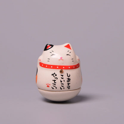 Cerámica maneki neko decoración del hogar dibujos animados japonés tumbler tumbler feng shui fortuna fortuna gato estatua accesorios de decoración de habitaciones
