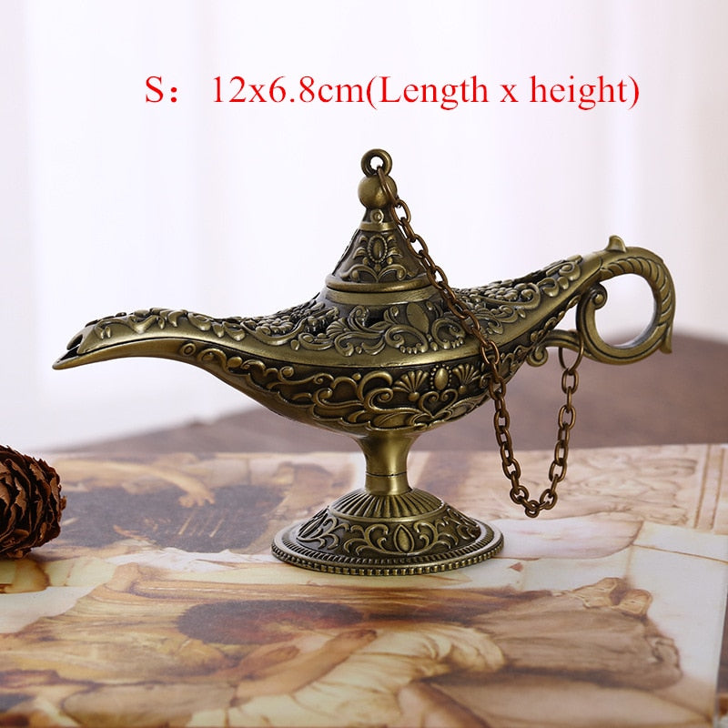 Leggenda vintage aladdin lampada magica genia che augura artigianato di arredamento per tavoli per la decorazione della casa per la casa decorazione per la casa