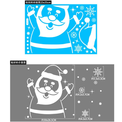 1set Santa Claus Snowman Elk Window Stickers Snowflake Elektrostatische wandsticker 2023 Kerstdecoratie voor thuis Nieuwjaar