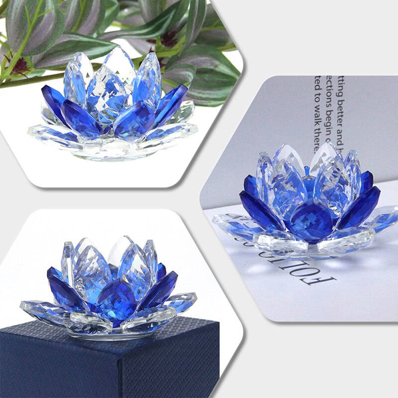 Crystal Lotus Flower Crafts de vidro Paperweight decoração de decoração de figuras em casa Decoração de festa de casamento Presentes