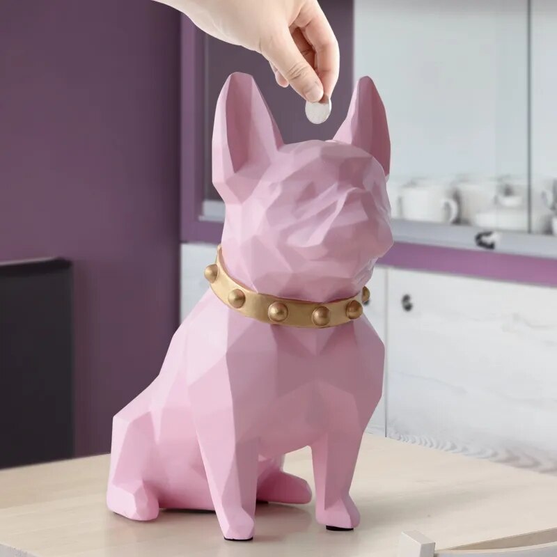 Ranskalainen bulldog -kolikkopankin laatikko Piggy Bank Figurine Home Decorgations Coin Storage Box Holder Leluslahja Lahja Rahalaatikon koira lapsille