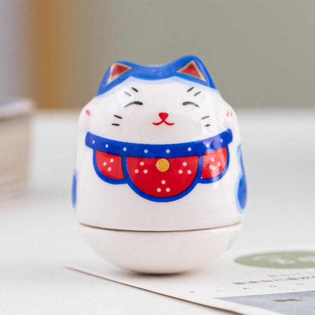 Japansk keramisk daruma hantverk tecknad film lycklig katt förmögenhet prydnad landskap hem dekor tillbehör gåvor vardagsrum dekoration