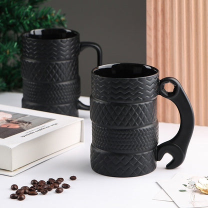 Copa creativa de 500 ml Copa de cerámica de gran capacidad novedosa taza de la taza en forma de neumático taza de café en casa taza de desayuno