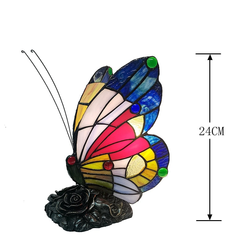 Lampu Meja Malam Kupu -kupu Amerika Baru Tiffany Gaya Tidur Kamar Tempat Tidur Bar Suasana Dekorasi Lampu Kaca Patri