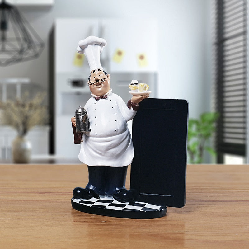 Country Retro Chef Statue Figurine Scultura cucina Cena a casa Cena a forma di cucina per interni Ornamenti per interni