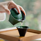 Soupière à thé en céramique verte de pin, rétro Point de neige de 80ml, bol à thé Ercai à rayures créatives avec couvercle, service à thé Gaiwan Kung Fu