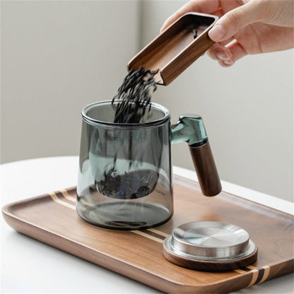 400 ml valnød træhåndtag låg filter glas te cup te vand adskillelse duft